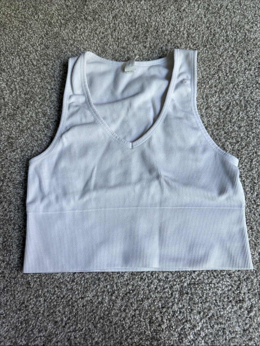 90 Degree By Reflex White Ribbed V-Neck Tank